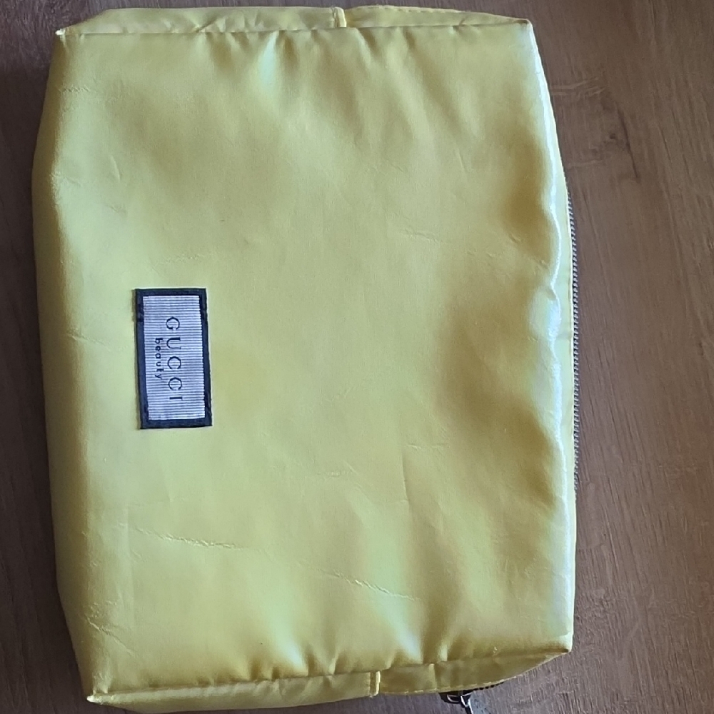 Gucci Yellow Makeup Pouch with Logo Patch